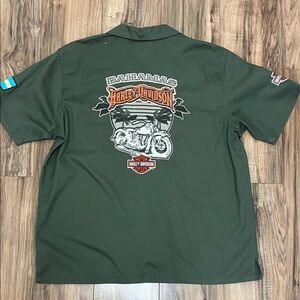 Harley-Davidson Chino Buttons Down Olive Casual Shirt Sz XL